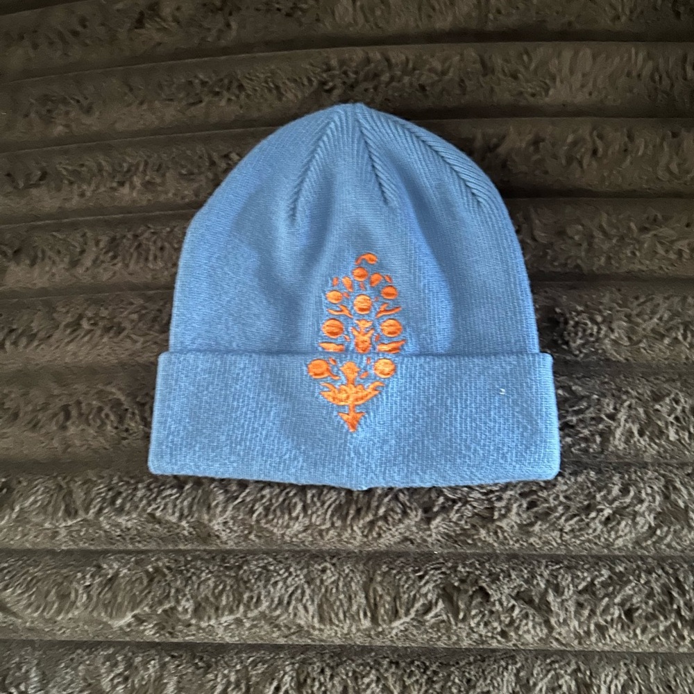 Free People Blue Hat with Orange Embroidery